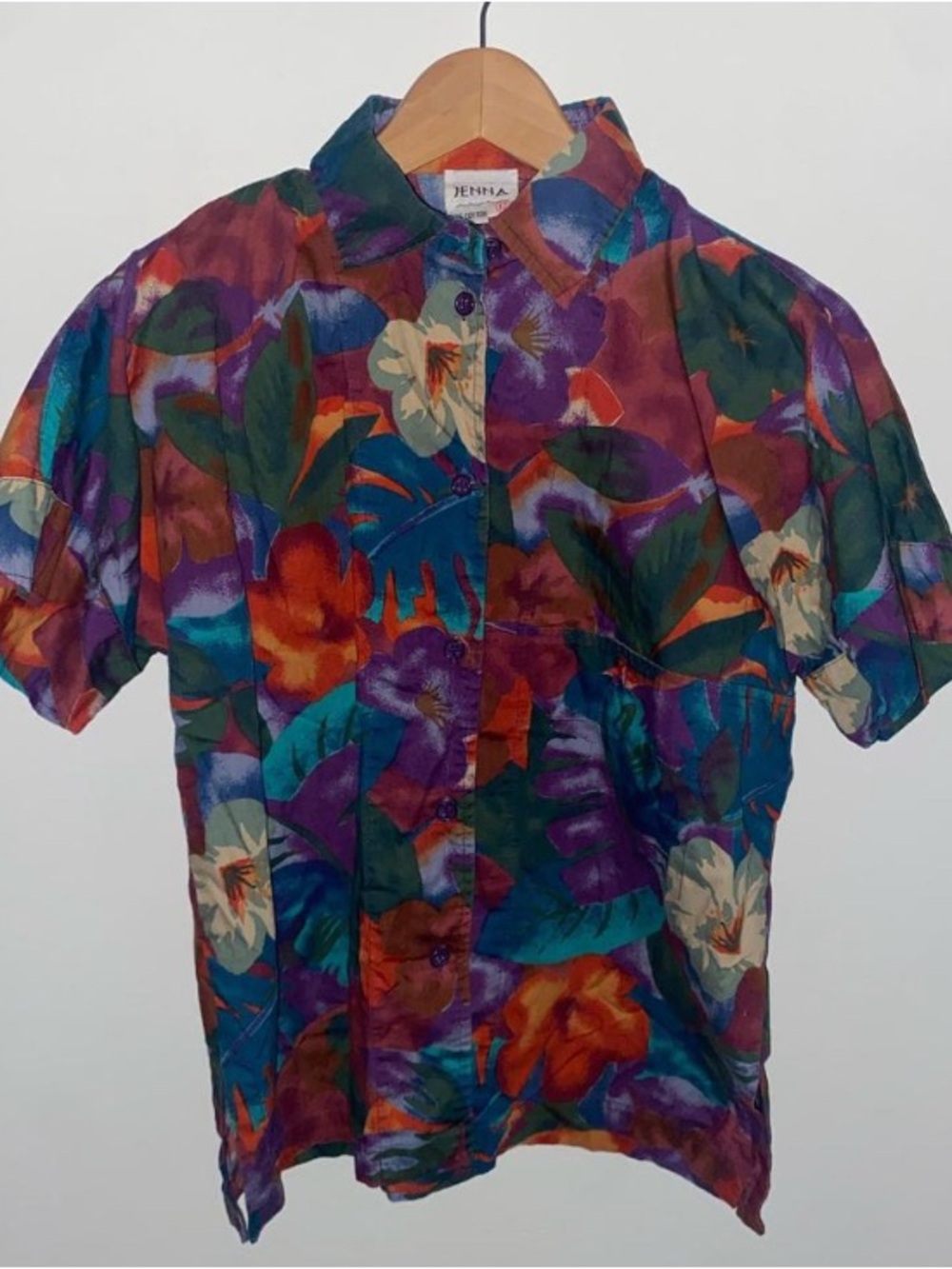 Vintage Floral Short Sleeve Button-Up Shirt - Multicolor
